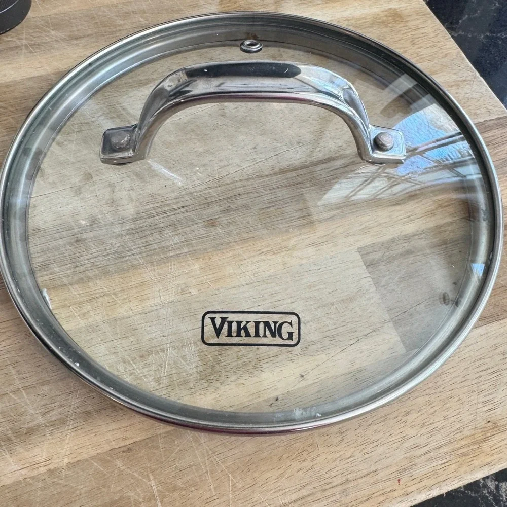 Viking 7.5 Inch Vented‎ Tempered Glass Replacement Lid Stainless Steel Handle